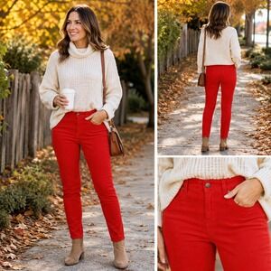GAP Corduroy Legging Jeans 29‎ 8R Orange Skinny Stretch Mid Rise Pants Fine Wale